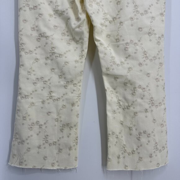 J Crew Eyelet Billie Demi Boot Crop Jeans 31 Floral High Rise Womens Cream AL874 - Picture 12 of 14